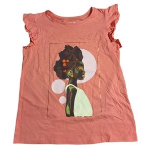 Black History Month Little Girl Sleeveless Ruffle Graphic T-Shirt Size 14-16